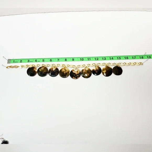 Tiger Shell Statement Necklace Natural Brown White Boho  Jewelry size 18” - Picture 4 of 5